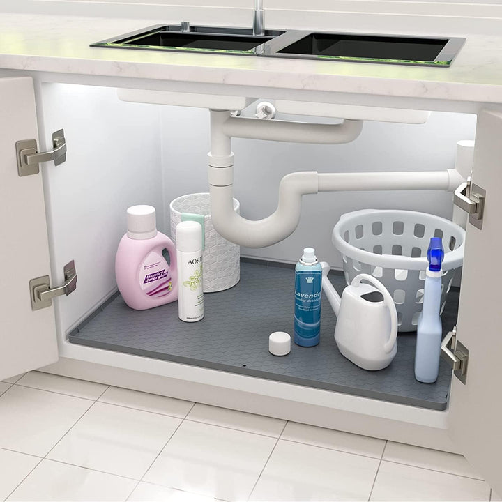 Under Sink Kitchen Cabinet Mat, 28" x 22" Flexible Waterproof Silicone Made, Under Sink Mats for Kitchen Waterproof Cabinet Protector & Drip Tray Liner,(Gray) - Just Closeouts Canada Inc.X003PU6L7T
