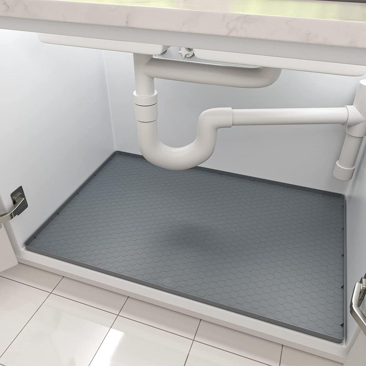 Under Sink Kitchen Cabinet Mat, 28" x 22" Flexible Waterproof Silicone Made, Under Sink Mats for Kitchen Waterproof Cabinet Protector & Drip Tray Liner,(Gray) - Just Closeouts Canada Inc.X003PU6L7T