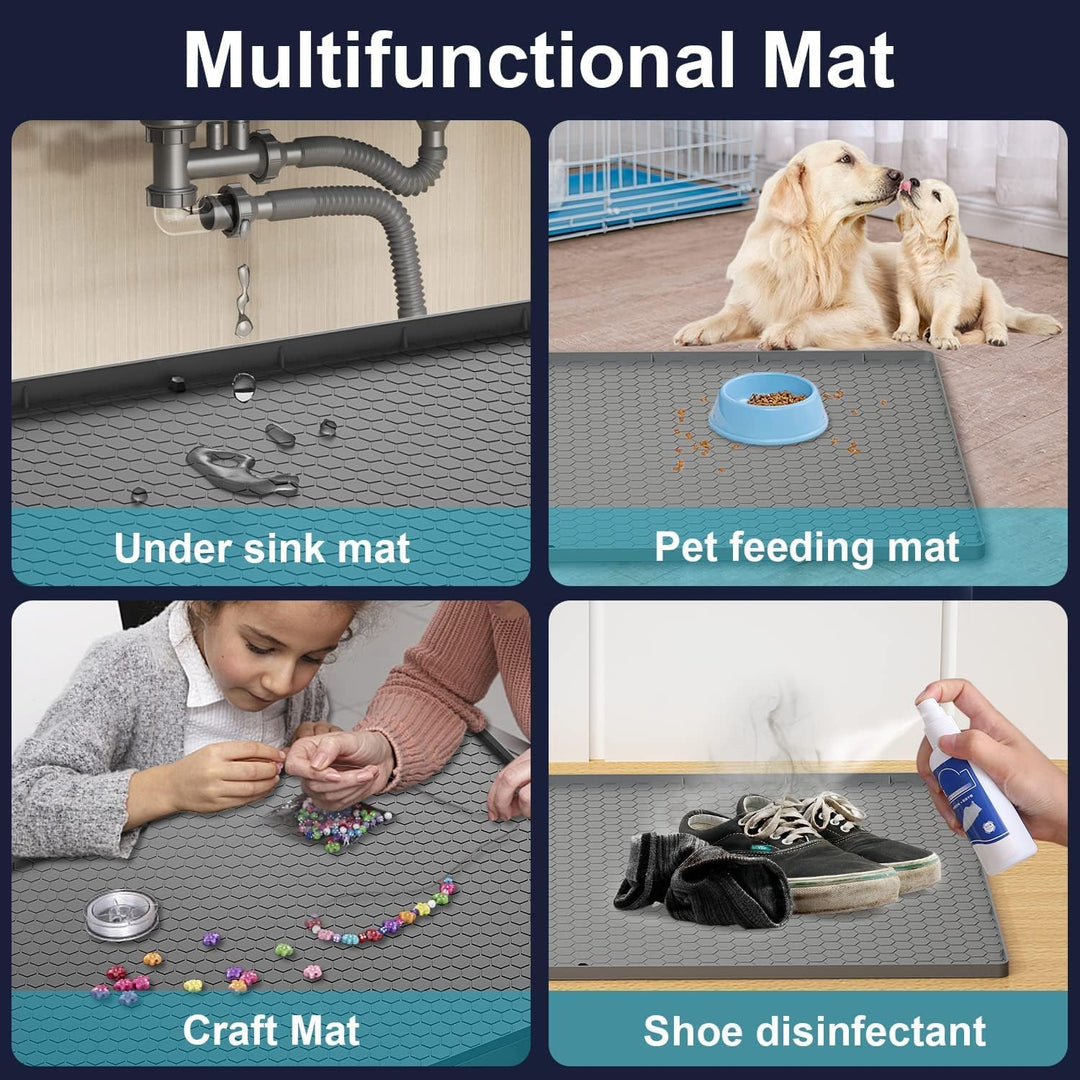 Under Sink Mat, 25'' x 22'' Under Sink Mats for Kitchen, Waterproof Silicone Under Sink Liner Drip Tray, Sink Cabinet Protector Mats for Kitchen (Gray) - Just Closeouts Canada Inc.X00453WHUP