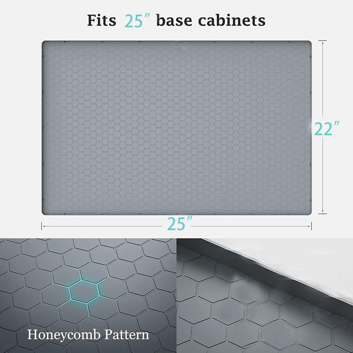 Under Sink Mat, 25'' x 22'' Under Sink Mats for Kitchen, Waterproof Silicone Under Sink Liner Drip Tray, Sink Cabinet Protector Mats for Kitchen (Gray) - Just Closeouts Canada Inc.X00453WHUP
