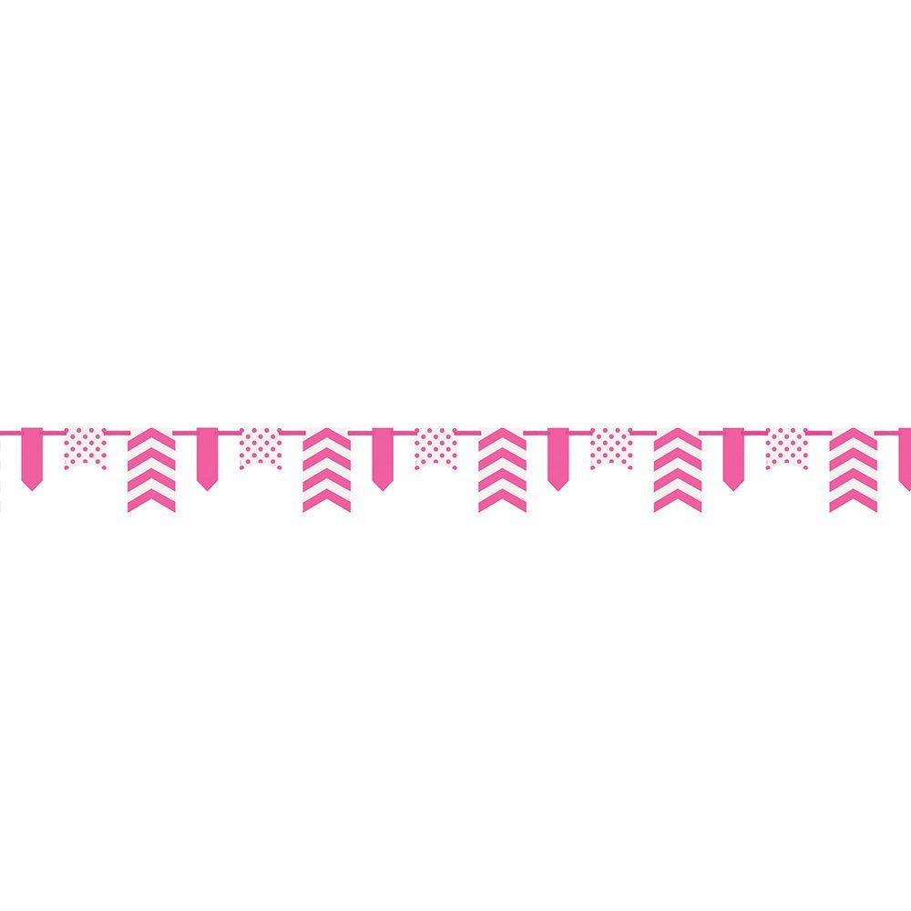 Unique Party Hot Pink Polka Dot and Chevron Flag Banner 10.8 ft - Just Closeouts Canada Inc.011179633111