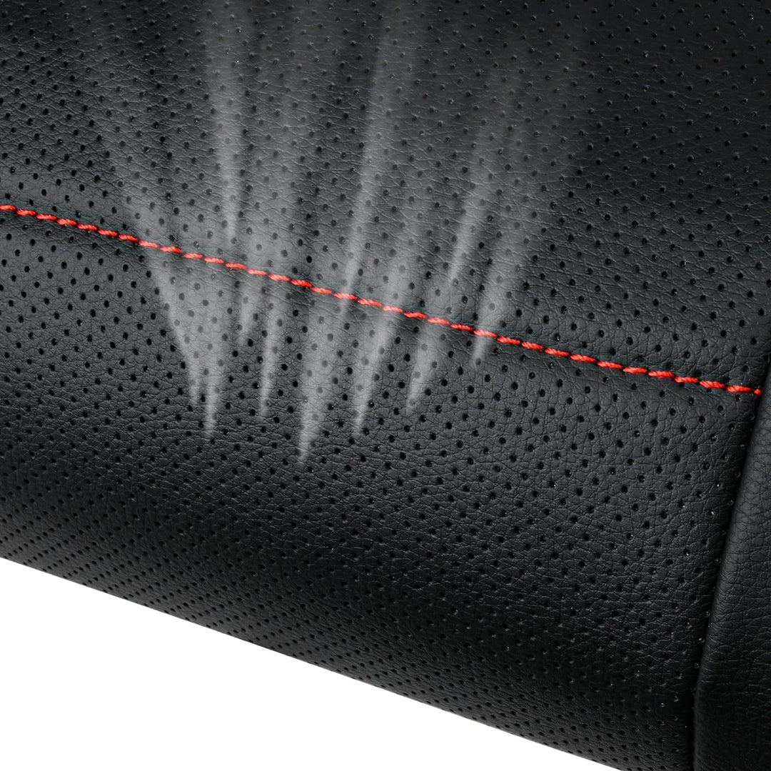 Universal FIT Piping Leather Car Seat Cover, for suvs, Van, Trucks, Airbag Compatible, Inside Zipper Design and Reserved Opening Holes (2 Front seat Covers, Black and red Color) - Just Closeouts Canada Inc.