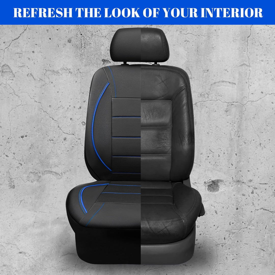 Universal FIT Piping Leather Car Seat Cover, for suvs, Van, Trucks, Airbag Compatible, Inside Zipper Design and Reserved Opening Holes (Full seat Covers, Black and Blue) - Just Closeouts Canada Inc.