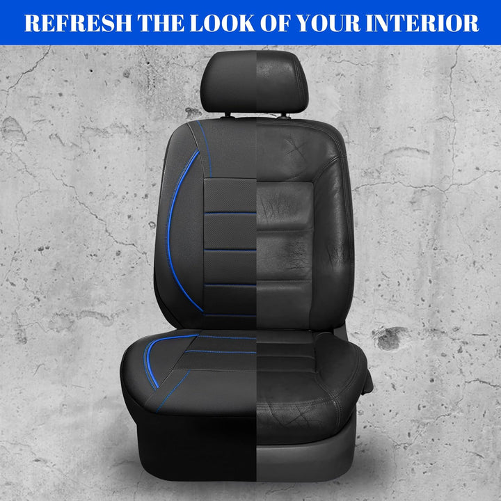 Universal FIT Piping Leather Car Seat Cover, for suvs, Van, Trucks, Airbag Compatible, Inside Zipper Design and Reserved Opening Holes (Full seat Covers, Black and Blue) - Just Closeouts Canada Inc.