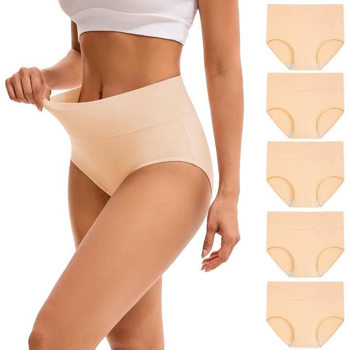 INNERSY women's underwear, Large – Nude five-pack with front view