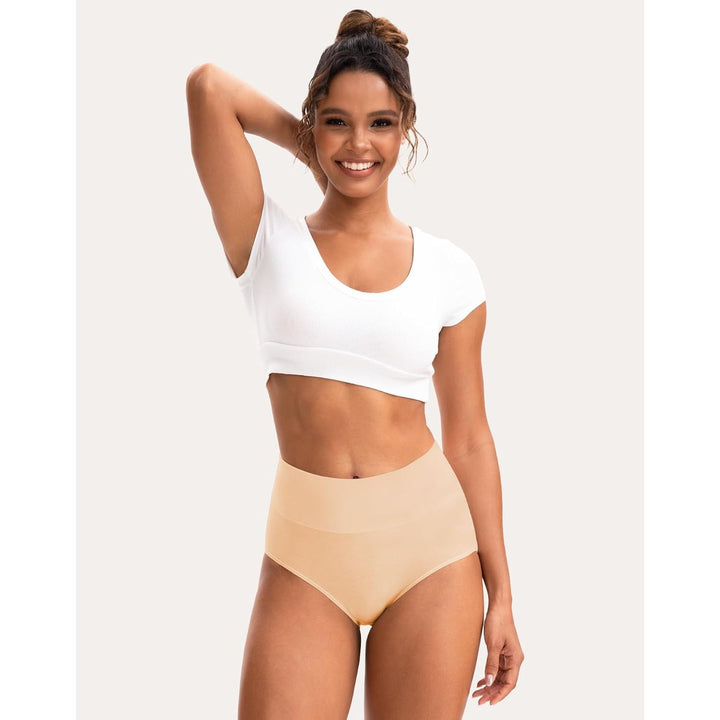 INNERSY women's underwear, 4XL – Nude high-waisted briefs front fit