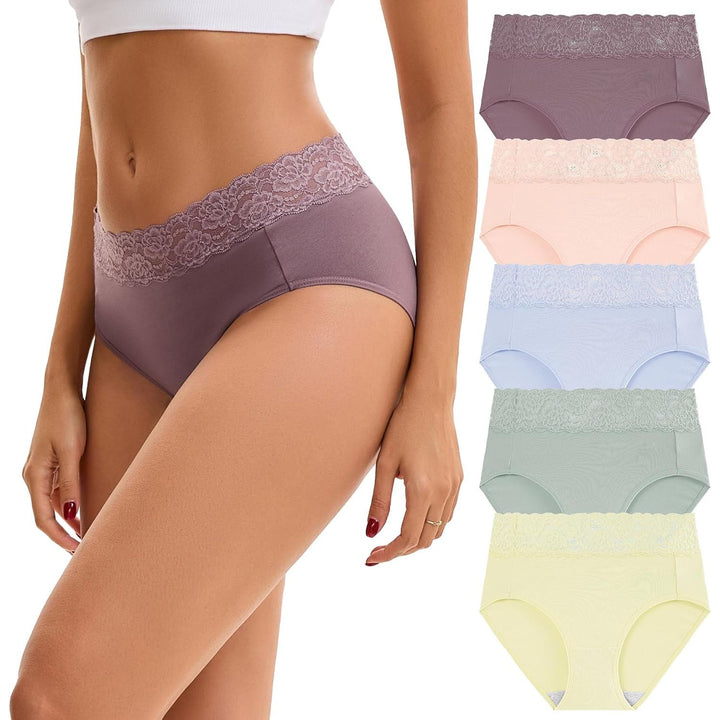 INNERSY lace-waist underwear, Pastel, Small – Pastel five-pack assortment