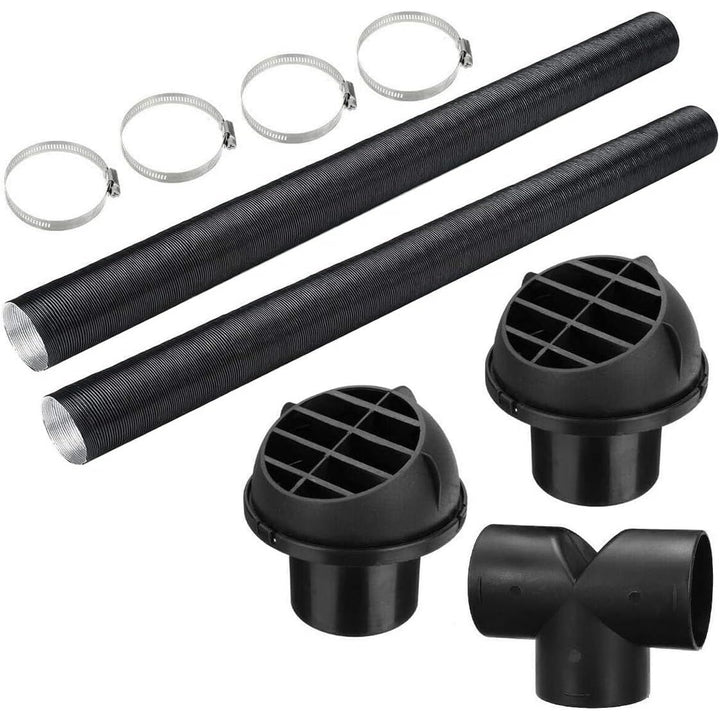 75 mm heater duct kit with two hoses, two vents, T connector and four clamps