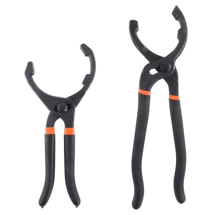Two adjustable oil filter pliers in 10 and 12 inch sizes
