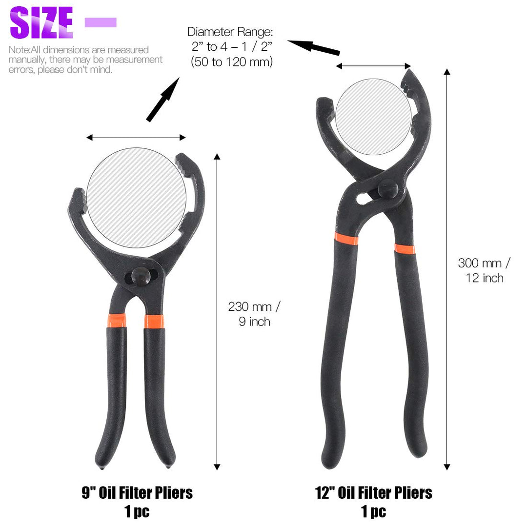 Size comparison of the two oil filter pliers