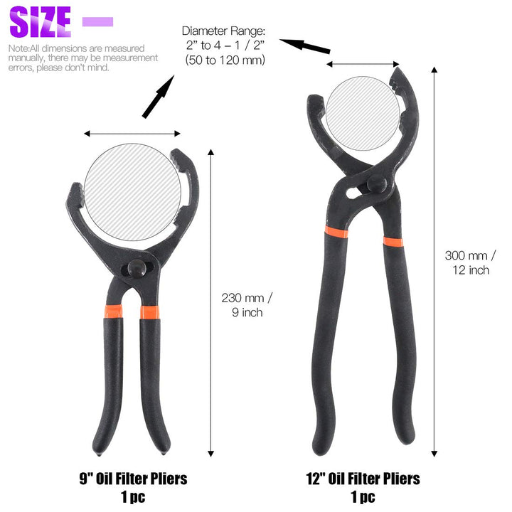 Size comparison of the two oil filter pliers