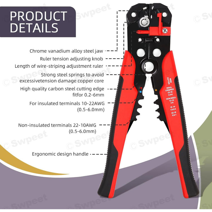 Wire stripper tool with annotated features