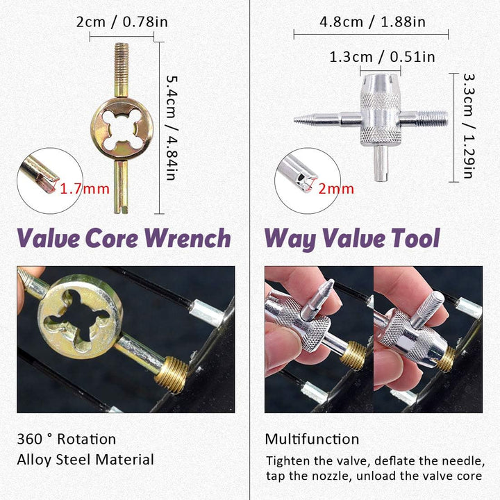 Tire valve tool kit contents and use