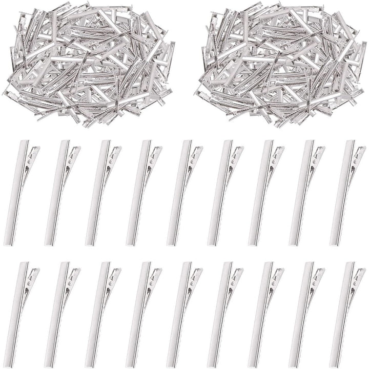200-piece silver alligator hair clips, 6.5 cm