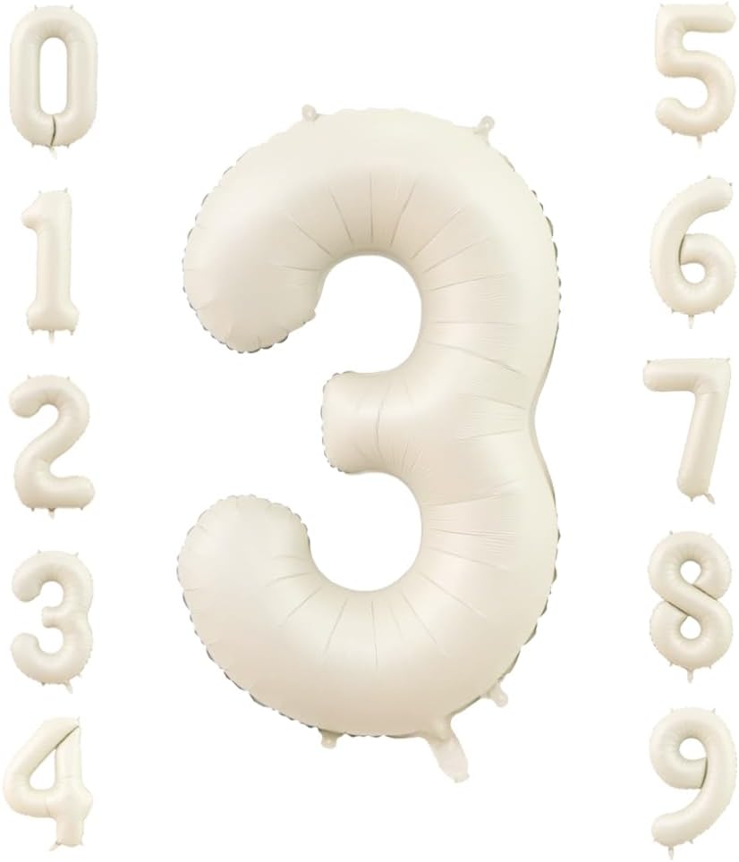 Ivory white 40-inch number 3 foil balloon