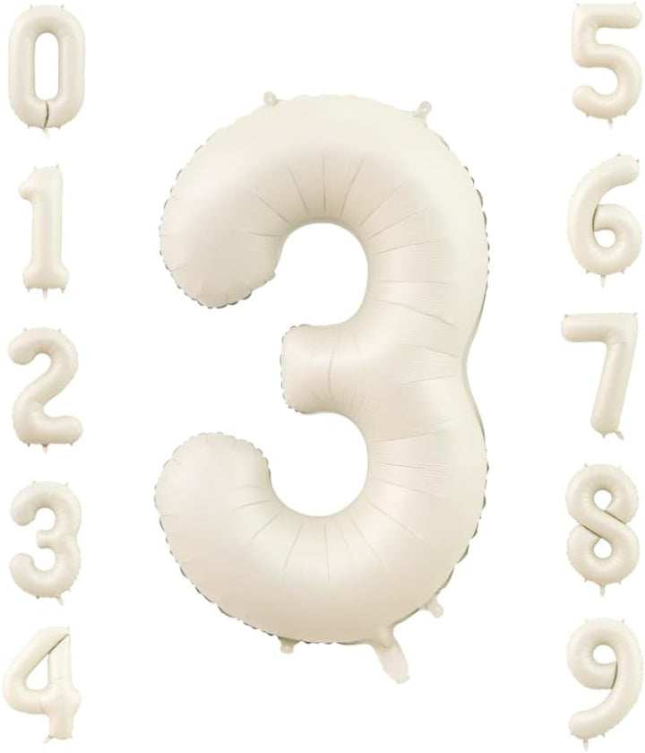 Ivory white 40-inch number 3 foil balloon