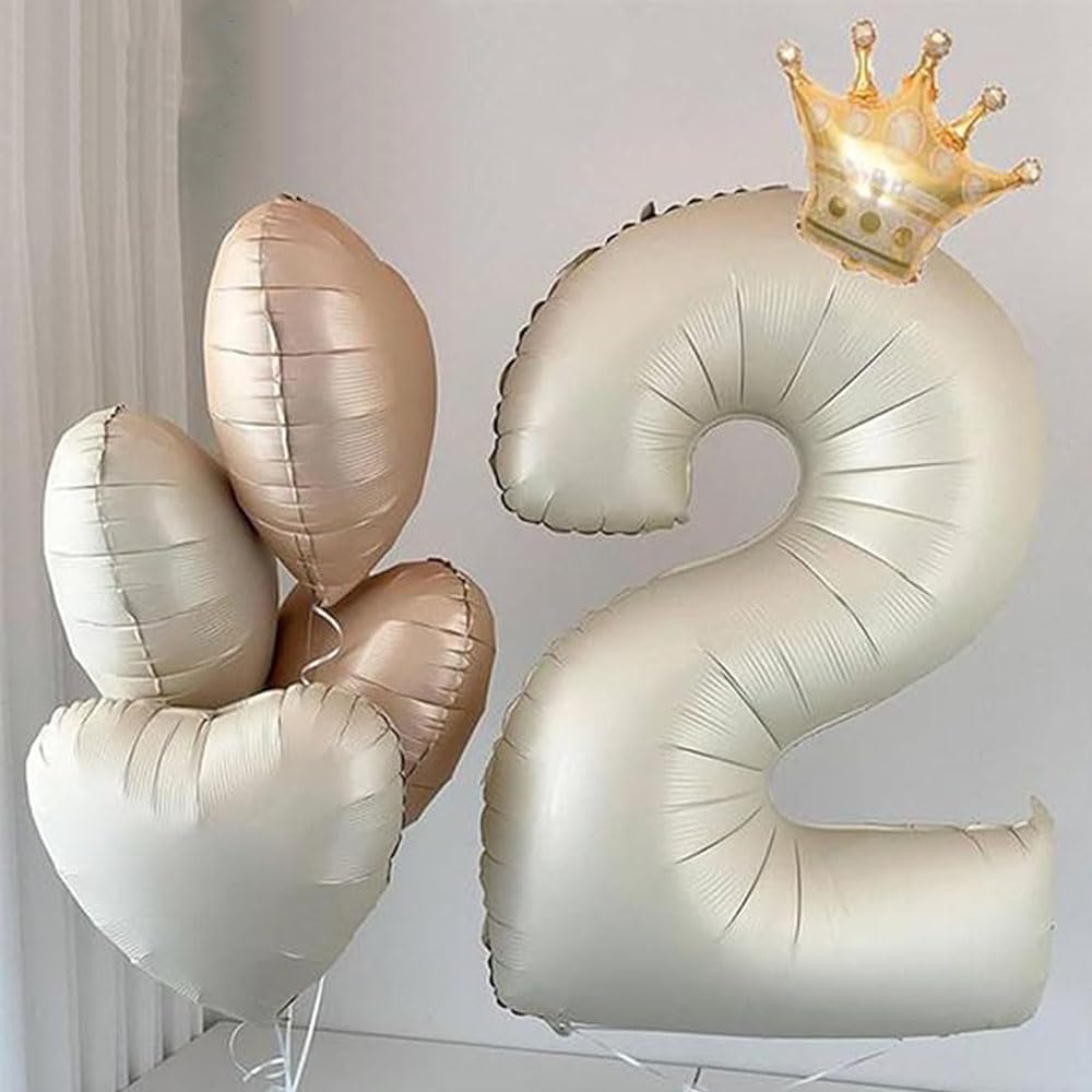 Ivory white 40-inch number 3 foil balloon