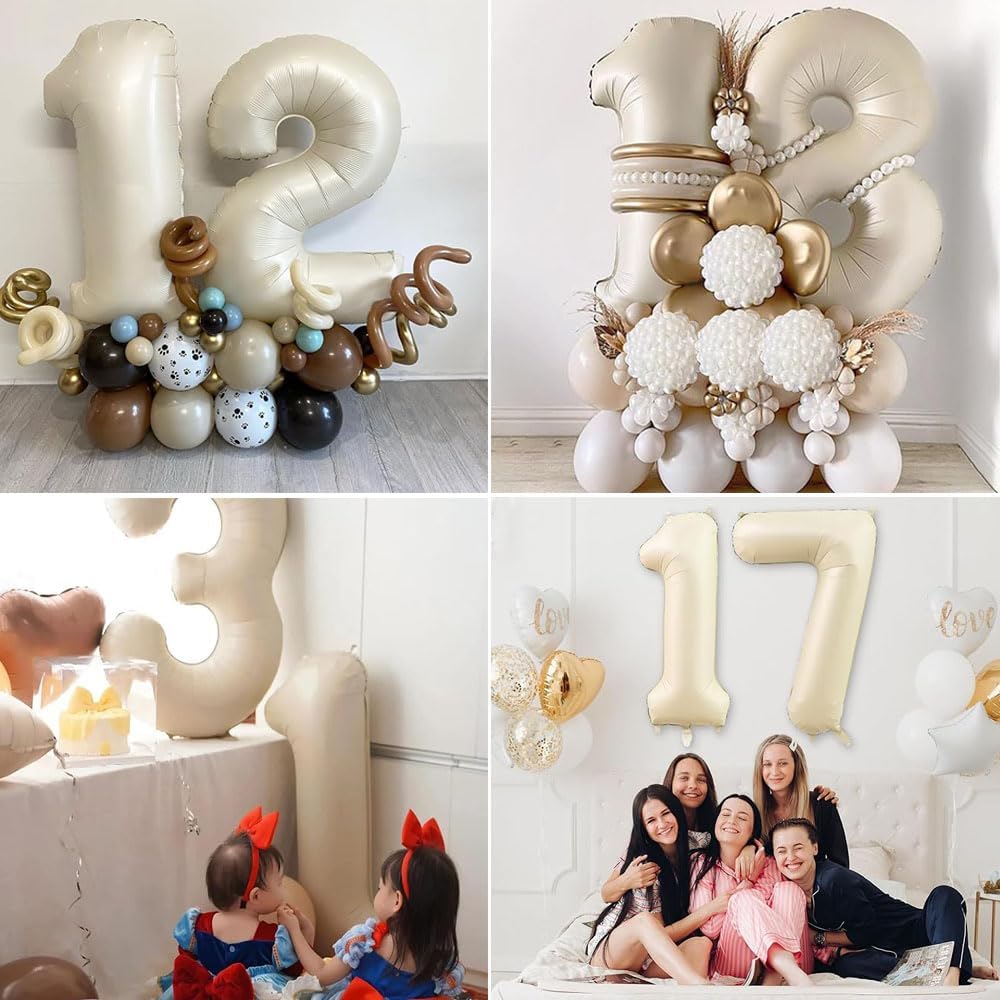 Ivory white 40-inch number 3 foil balloon
