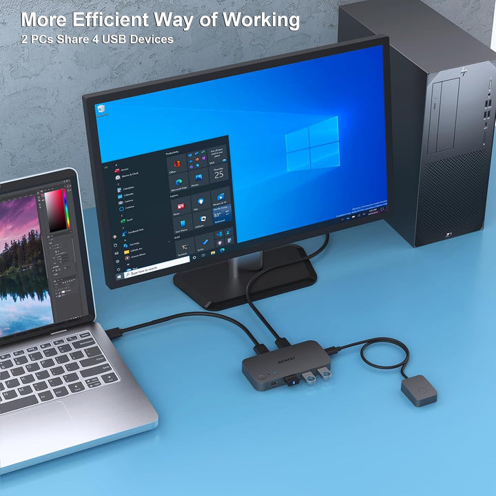 USB 3.0 Switch, USB Switcher 2 Computers Share 3*USB 3.0 and 1*USB C with Remote Control for PC Mouse Keyboard Printer Scanner, USB KVM Switch Selector Compatible with Windows, Mac, Linux - Just Closeouts Canada Inc.000376black