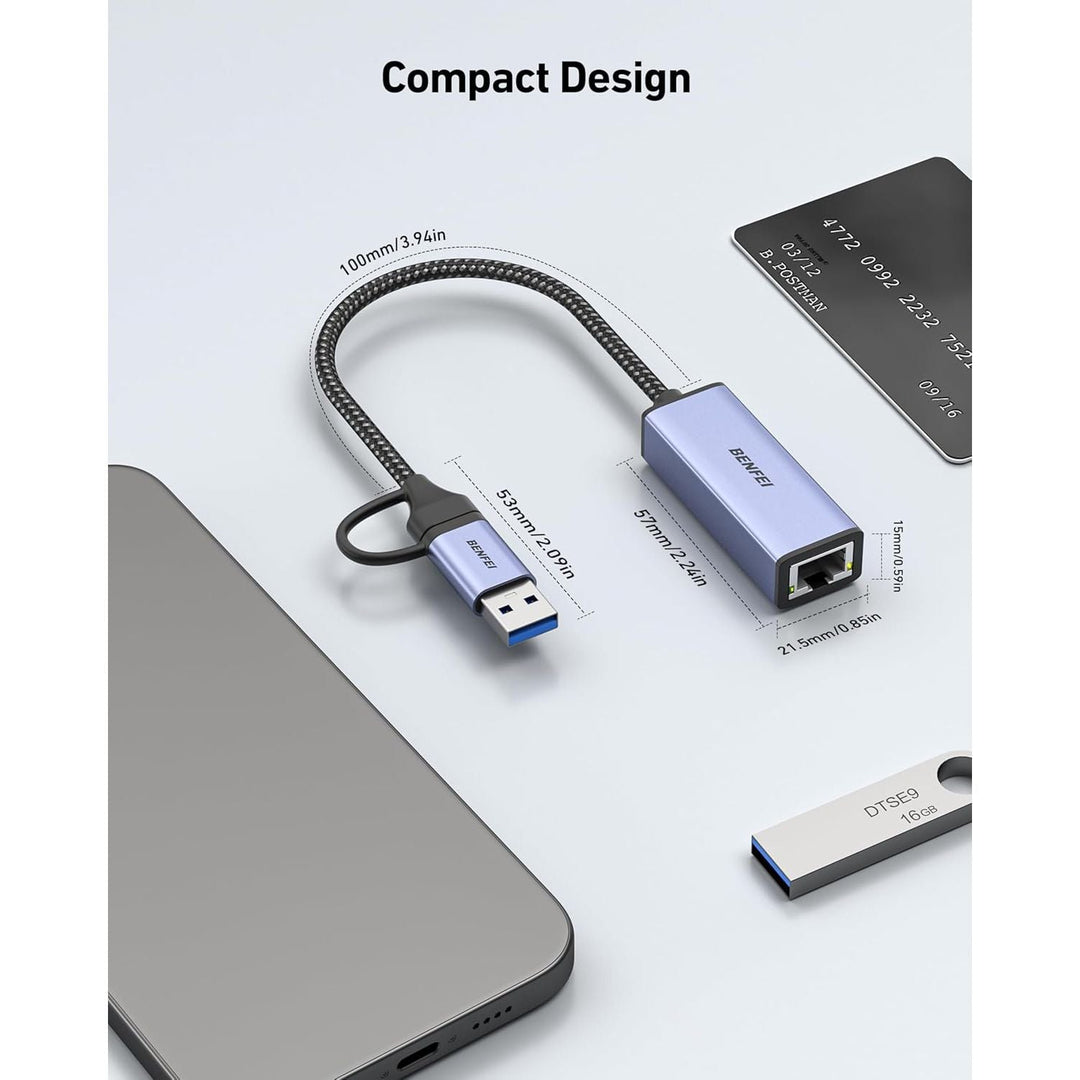 USB-A/USB-C to Gigabit Ethernet RJ45 Adapter - Just Closeouts Canada Inc.