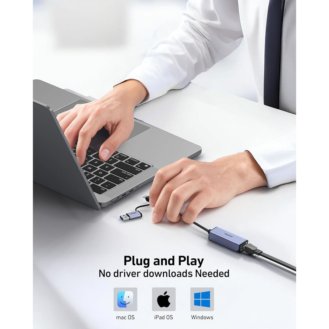 USB-A/USB-C to Gigabit Ethernet RJ45 Adapter - Just Closeouts Canada Inc.