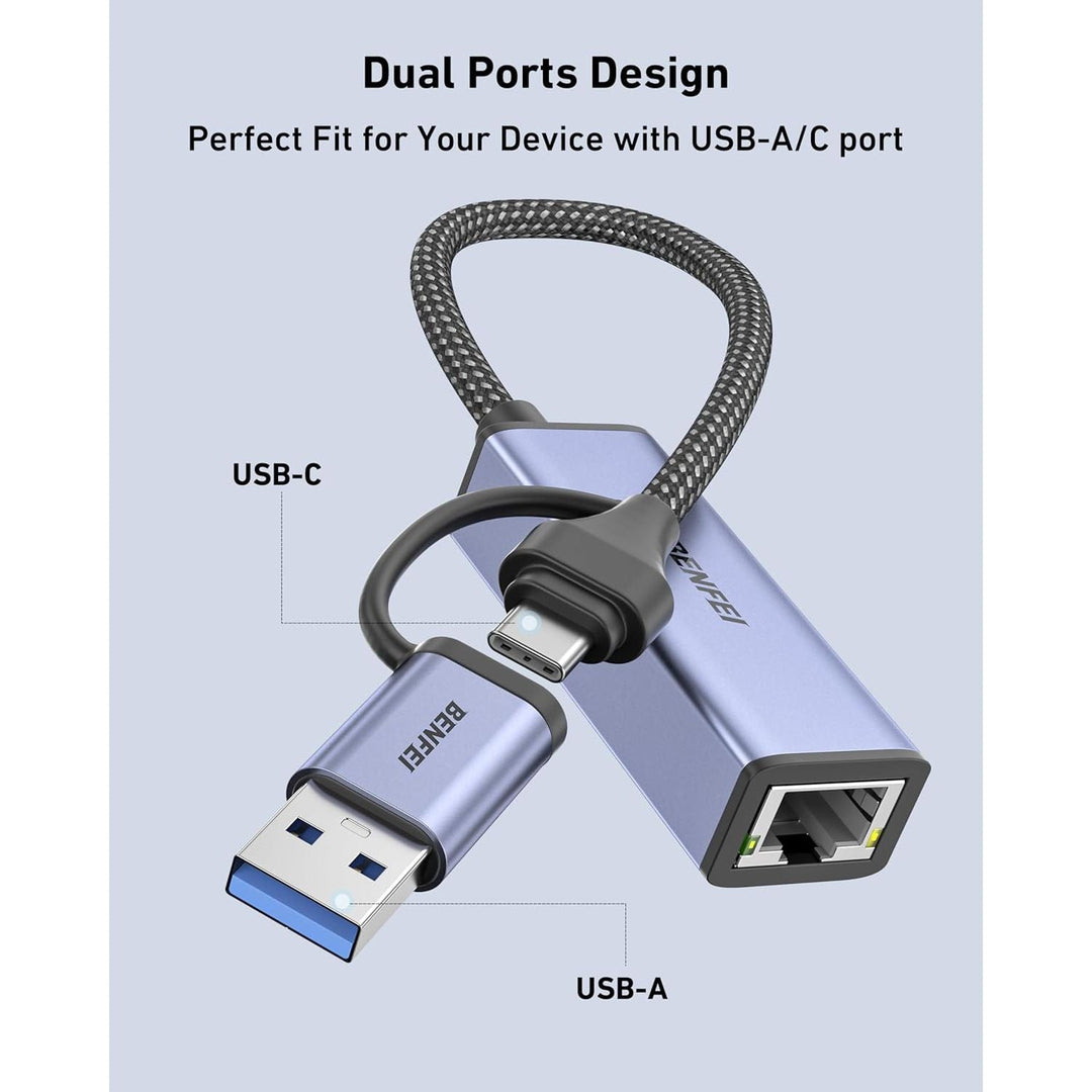 USB-A/USB-C to Gigabit Ethernet RJ45 Adapter - Just Closeouts Canada Inc.