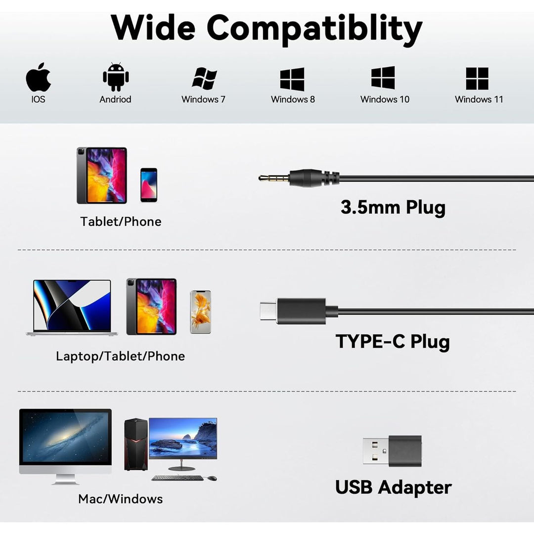 USB - C/USB - A Headset with Noise Cancelling Microphone - Wired Computer On - Ear Office Headphones All - Day Comfort for PC, Laptop, Tablet, Home, Work, Video Meeting, Online Classes, Zoom, Skype - Just Closeouts Canada Inc.