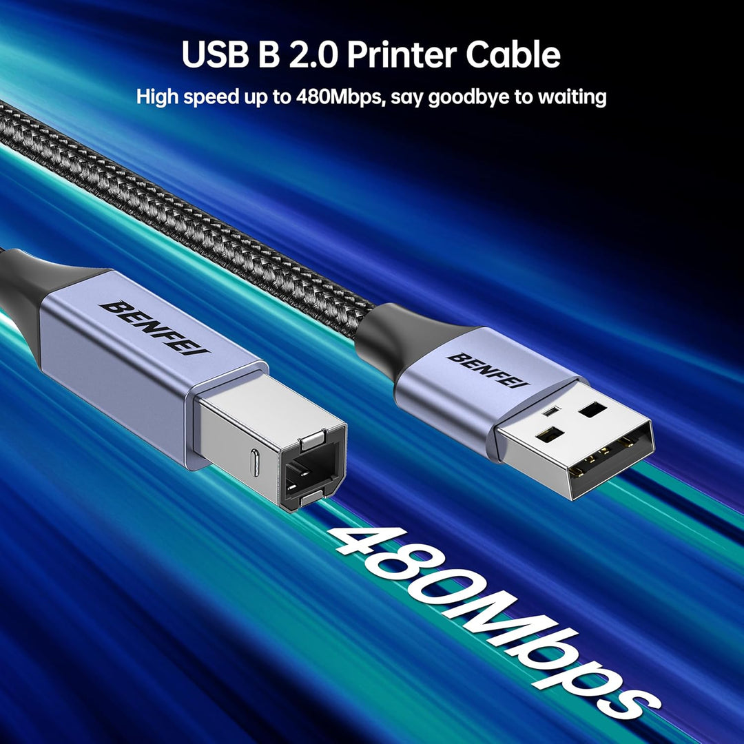 USB Printer Cable, 6.6FT/2 Meter USB A to USB B Cable for HP, Canon, Brother, Dell, Epson, Lexmark, Xerox, Grey - Just Closeouts Canada Inc.000406grey-2M