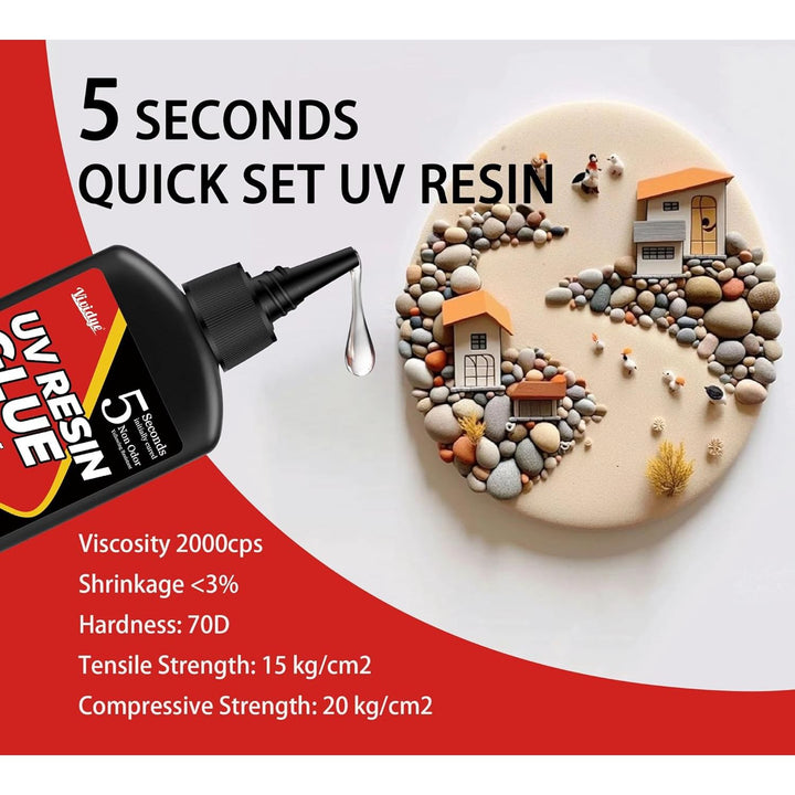 UV Resin Kit with Light - 60g UV Resin with Rechargeable 395nm Flashlight, Fast Curing in 5 Seconds, Clear UV Glue Adhesive for Bonding Plastic, Glass Repair, Acrylic, Jewelry Making, Resin, Crafts - Just Closeouts Canada Inc.