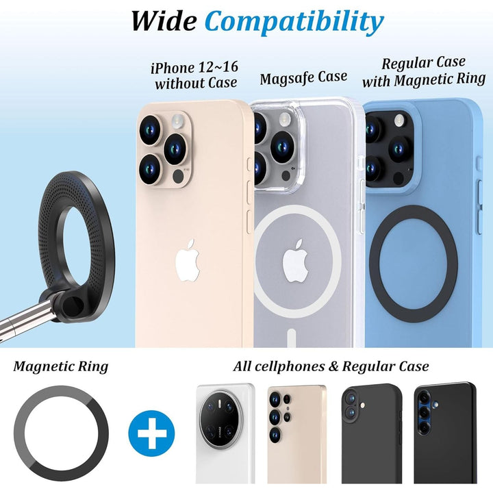 Vacuum Magnetic Car Phone Holder - Suction Cup Phone Mount 360° Rotatable Foldable Portable Strong Magnet Stand for iPhone 16/15/14/13 & Samsung in Gym, Mirror,Smooth Surface, All Vehicles - Just Closeouts Canada Inc.