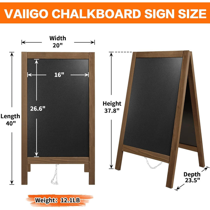 VAIIGO Chalkboard Sign Board 40"x20" - Double Sided Standing Chalkboard Easel for Outdoor Sandwich Board Signs Menu Board, A Frame Chalkboard Stand Sidewalk Sign for Restaurant, Wedding, Business - Just Closeouts Canada Inc.
