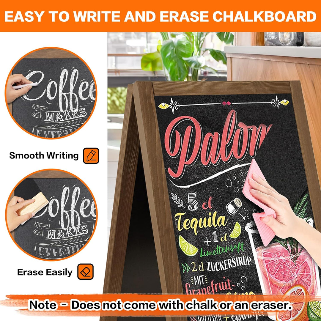 VAIIGO Chalkboard Sign Board 40"x20" - Double Sided Standing Chalkboard Easel for Outdoor Sandwich Board Signs Menu Board, A Frame Chalkboard Stand Sidewalk Sign for Restaurant, Wedding, Business - Just Closeouts Canada Inc.