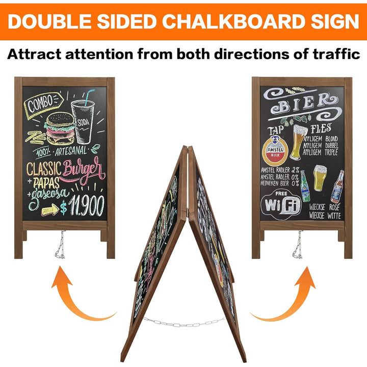 VAIIGO Chalkboard Sign Board 40"x20" - Double Sided Standing Chalkboard Easel for Outdoor Sandwich Board Signs Menu Board, A Frame Chalkboard Stand Sidewalk Sign for Restaurant, Wedding, Business - Just Closeouts Canada Inc.