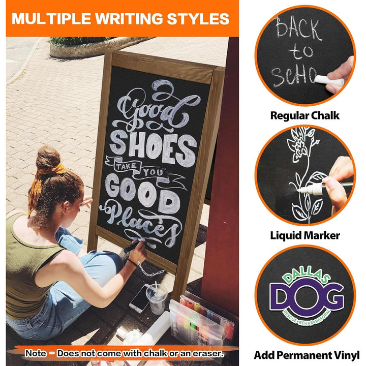 VAIIGO Chalkboard Sign Board 40"x20" - Double Sided Standing Chalkboard Easel for Outdoor Sandwich Board Signs Menu Board, A Frame Chalkboard Stand Sidewalk Sign for Restaurant, Wedding, Business - Just Closeouts Canada Inc.