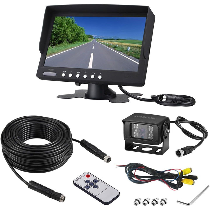 Vehicle Backup Camera kit,Waterproof Night Vision Rearview Camera cab cam with 7 inch Monitor+ 4 PIN Camera Cable for Bus/Truck/Van/Trailer/RV/Camper/Motor Home/Pickup/Harveste/Vehicles(12-24V) - Just Closeouts Canada Inc.X001T504KR