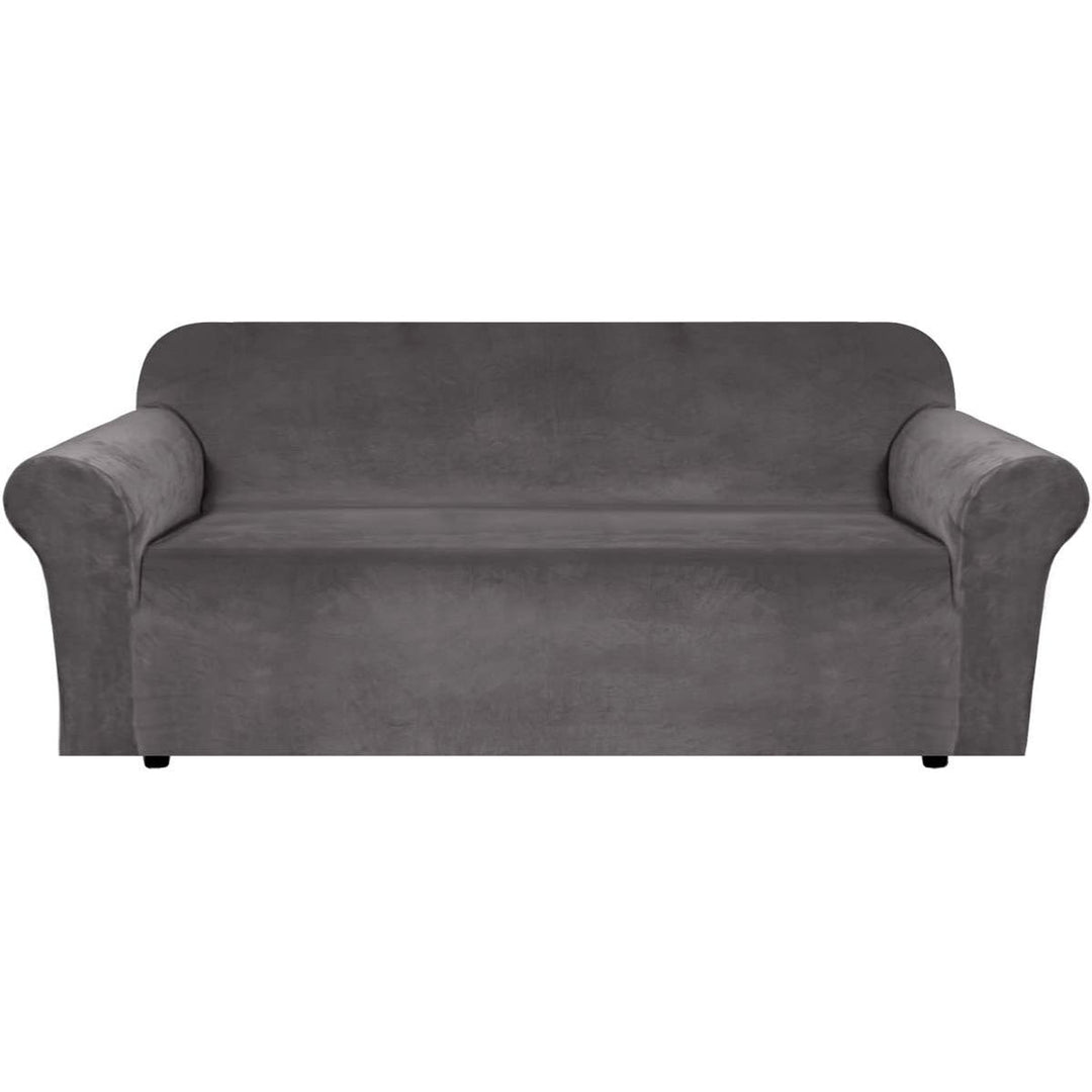 Velvet Stretch Sofa Cover, Grey, 3-Seater, 72–90 in - Just Closeouts Canada Inc.