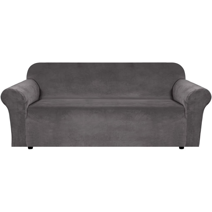 Velvet Stretch Sofa Cover, Grey, 3-Seater, 72–90 in - Just Closeouts Canada Inc.