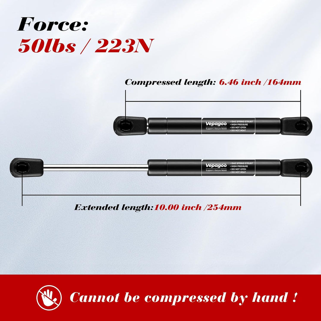 Vepagoo C1610445 C1624093 10 Inch 50Lb/222N Gas Shocks Struts Lift Supports Compatible with Truck Pickup Tool Box Lid RV Door, Cabinet Lid Door, C1624093A, Set of 2 - Just Closeouts Canada Inc.