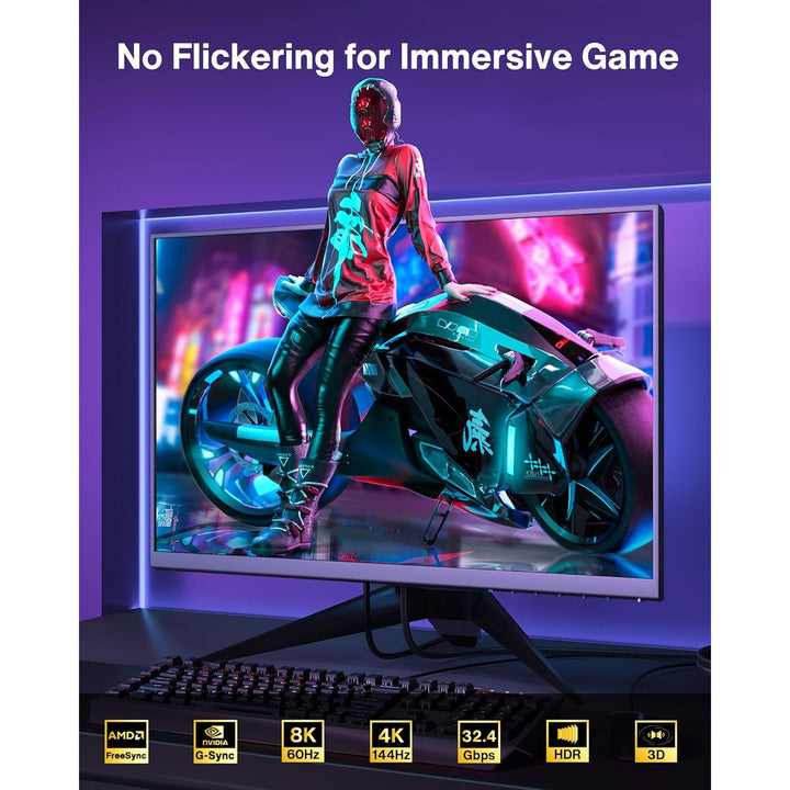 VESA Certified DisplayPort Cable 1.4, iVANKY 8K DP Cable 6.6ft (8K@60Hz, 4K@144Hz, 2K@240Hz)HBR3 Support 32.4Gbps, HDR, HDCP 2.2, FreeSync G - Sync, Braided Display Port for Gaming Monitor, Graphics, PC - Just Closeouts Canada Inc.