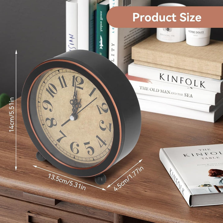 Vintage 5.3-Inch Black and Copper Analog Table Clock - Just Closeouts Canada Inc.X0041N77CH