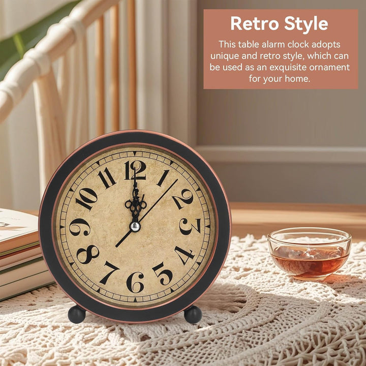 Vintage 5.3-Inch Black and Copper Analog Table Clock - Just Closeouts Canada Inc.X0041N77CH