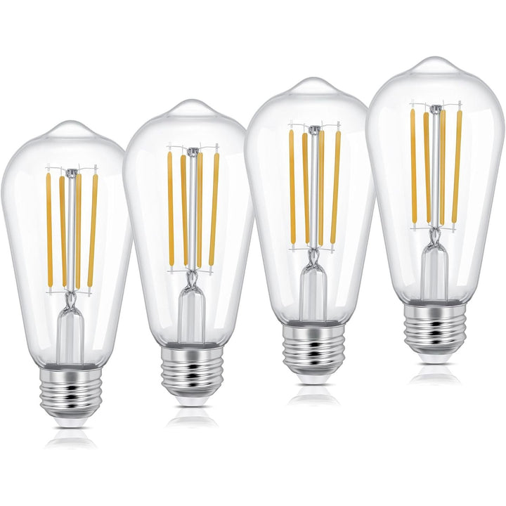 Vintage E26 LED 6W Edison Bulb Dimmable ST58 Light Bulbs 850LM Vintage Edison Clear Glass LED Filament Light Bulbs CRI90+, Clear Glass Style for Home, Offic (5000K-Daylight White, 4 Pack) - Just Closeouts Canada Inc.X0045U4T4P