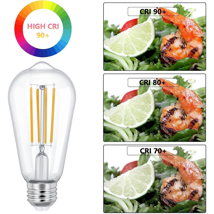 Vintage E26 LED 6W Edison Bulb Dimmable ST58 Light Bulbs 850LM Vintage Edison Clear Glass LED Filament Light Bulbs CRI90+, Clear Glass Style for Home, Offic (5000K-Daylight White, 4 Pack) - Just Closeouts Canada Inc.X0045U4T4P
