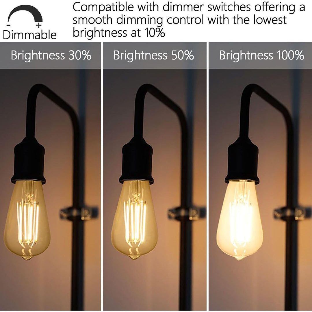 Vintage LED 6W Edison Bulb Dimmable ST58 Light Bulbs E26 Medium Base Vintage Edison Clear Glass Style for Home, Office (2700K-Soft White, 8 Pack Dimmable) - Just Closeouts Canada Inc.X0045U4VA7