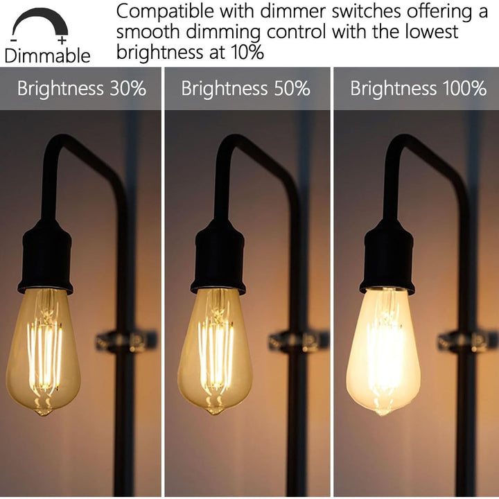 Vintage LED 6W Edison Bulb Dimmable ST58 Light Bulbs E26 Medium Base Vintage Edison Clear Glass Style for Home, Office (2700K-Soft White, 8 Pack Dimmable) - Just Closeouts Canada Inc.X0045U4VA7