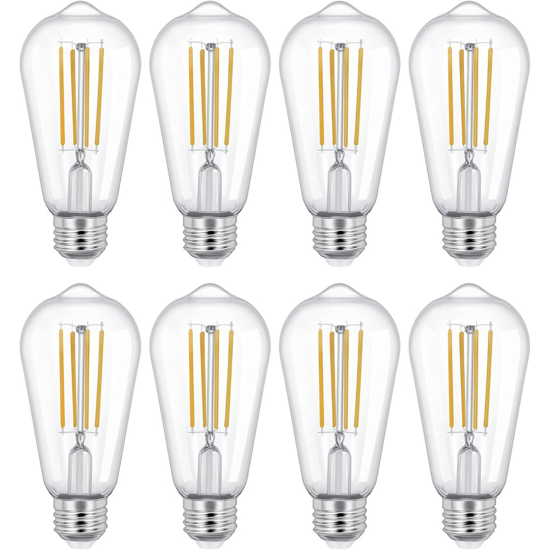 Vintage LED 6W Edison Bulb Dimmable ST58 Light Bulbs E26 Medium Base Vintage Edison Clear Glass Style for Home, Office (2700K-Soft White, 8 Pack Dimmable) - Just Closeouts Canada Inc.X0045U4VA7