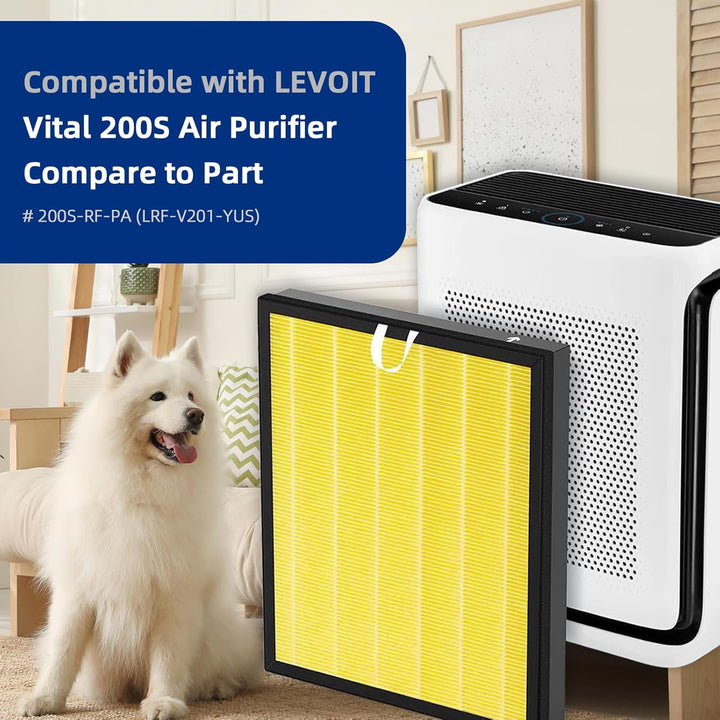 Vital 200S - P Pet Filter Replacement Compatible with LEVOIT Vital 200S Air Purifier: 3 - in - 1 H13 True HEPA and High - Efficiency Activated Carbon Filter, Part  Vital200S - RF - PA, 2 Pack, Yellow - Just Closeouts Canada Inc.