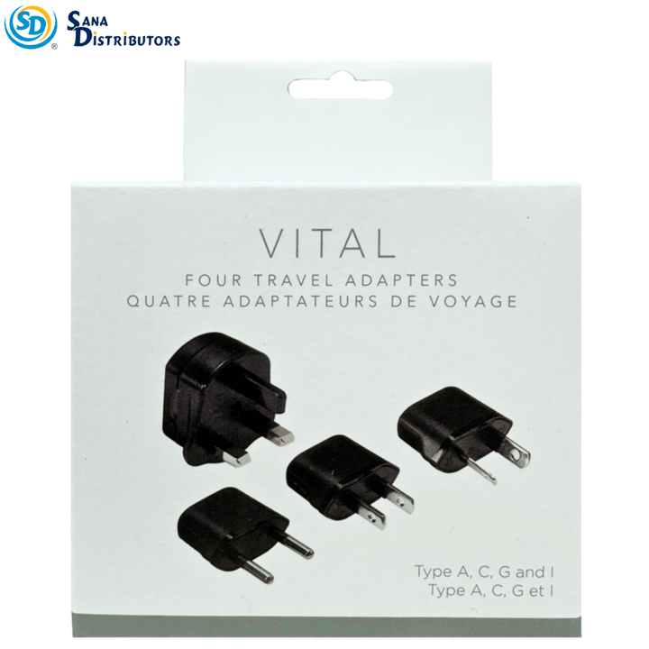 VITAL 4 TRAVEL ADAPTERS [TYPE A,C,G, I] - Just Closeouts Canada Inc.741235102786