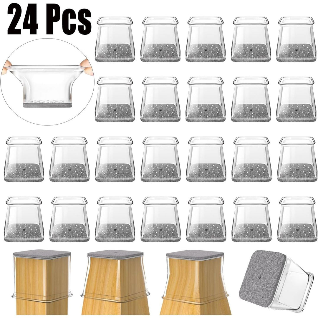 VIUME Silicone Square Chair Leg Protectors, 24PCS, Clear, 3/4" - 1" (19mm - 25mm), Protects Hardwood & Tile Floors from Scratches & Noise - Just Closeouts Canada Inc.
