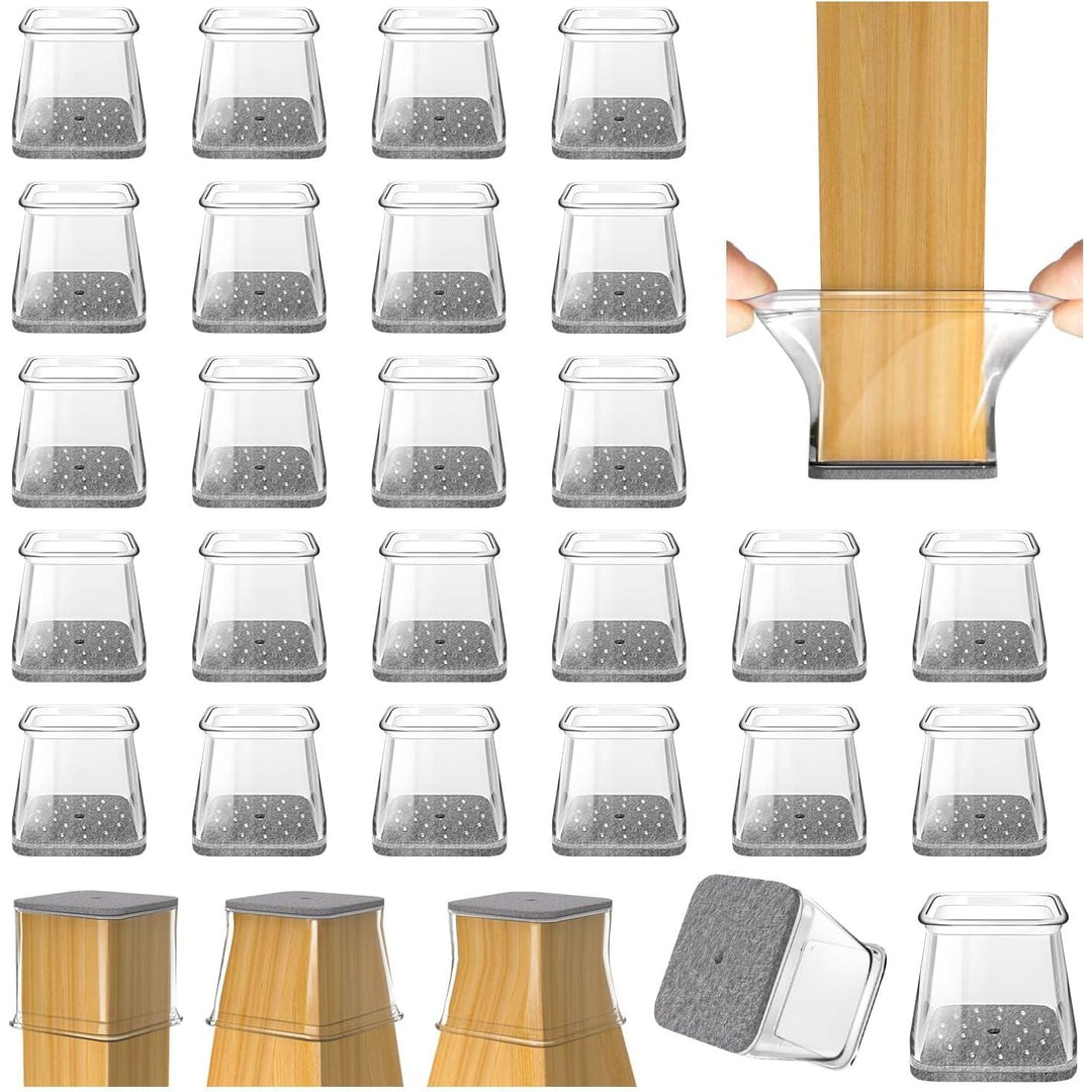 VIUME Silicone Square Chair Leg Protectors, 24PCS, Clear, 3/4" - 1" (19mm - 25mm), Protects Hardwood & Tile Floors from Scratches & Noise - Just Closeouts Canada Inc.